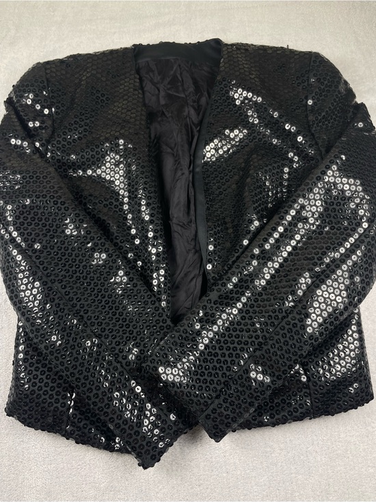 Jackets & Blazers - Black Sequin Women's Blazer Jacket - Elegant Evening Coat